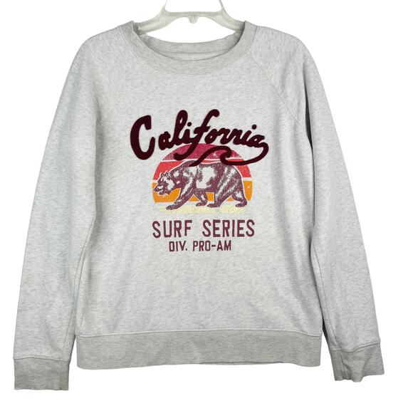 Reflex California Surf Series Sweatshirt Applique Screen Print Grey Retro L - Picture 1 of 7